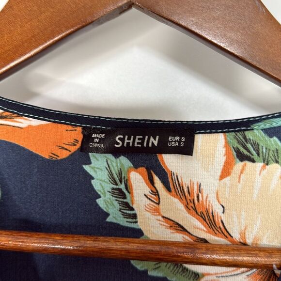 SHEIN Palm Leaf Print Surplice Romper Size Small - Picture 5 of 10